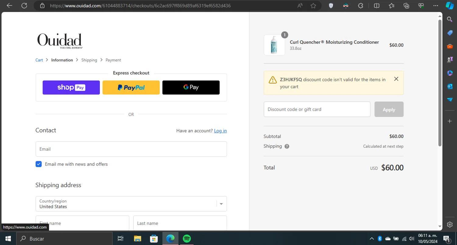 How to apply Ouidad coupon code